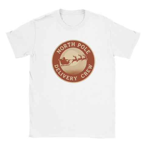 North Pole Delivery Crew t-shirt med julmotiv, vit