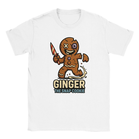 Julmotiv t-shirt – humoristisk pepparkaka jultröja i vit färg