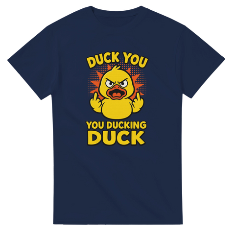 T-shirt med arg gummianka och texten Duck You