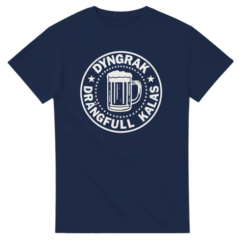 T-shirt med texten Dyngrak Drängfull Kalas och en ölkupa