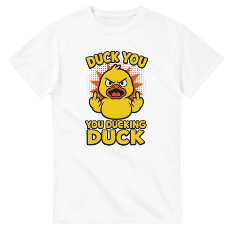 Rolig t-shirt med anka och svordomsbudskap