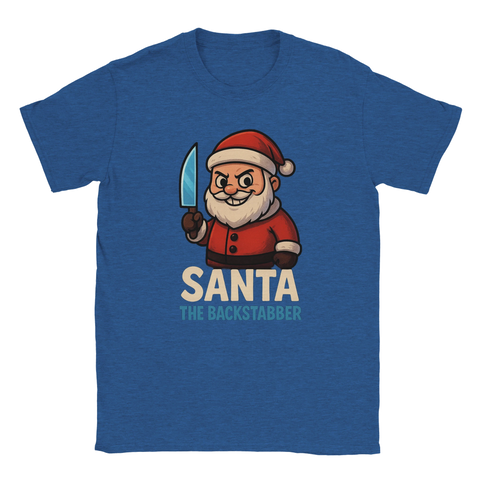 Rolig jul t-shirt i svart med Santa the Backstabber motiv