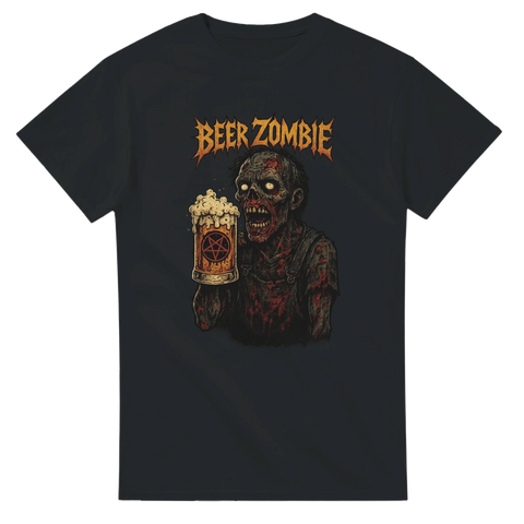 Svart T-shirt Original med motiv av zombie som håller en öl och texten "Beer Zombie"