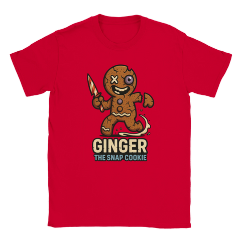 T-shirt jul med tryck – Ginger The Snap Cookie i röd