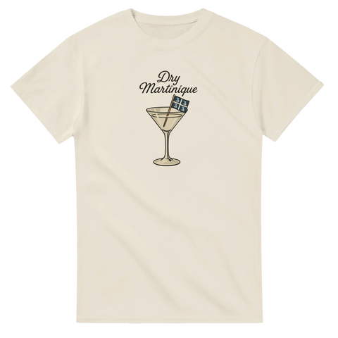 Dry Martinique t-shirt med martiniglas – beige