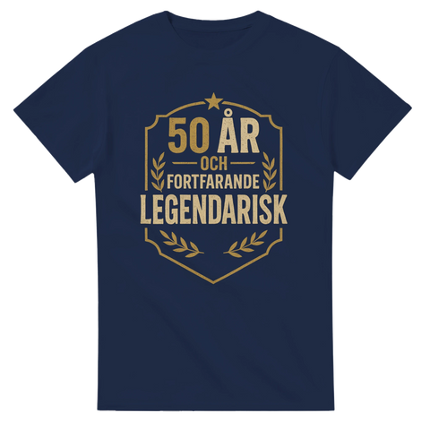 T-shirt med texten "50 år och fortfarande legendarisk" i guldstil