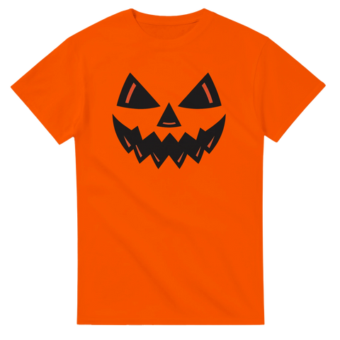 orange t-shirt med svart skräckpumpa-ansikte för halloween