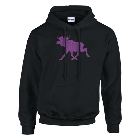 Svart hoodie med lila älgmotiv