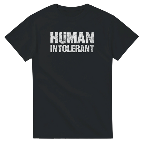 Human Intolerant t-shirt med vit text – svart