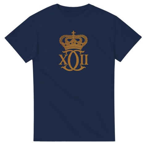 Karl XII Kronchiffer t-shirt med krona och monogram – marinblå