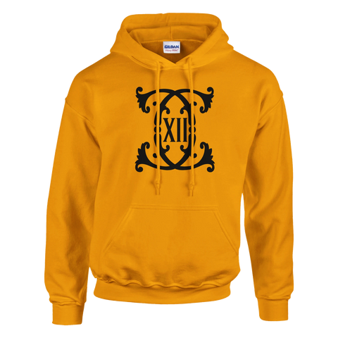 Karl XII Namnchiffer hoodie med svart monogram – gul