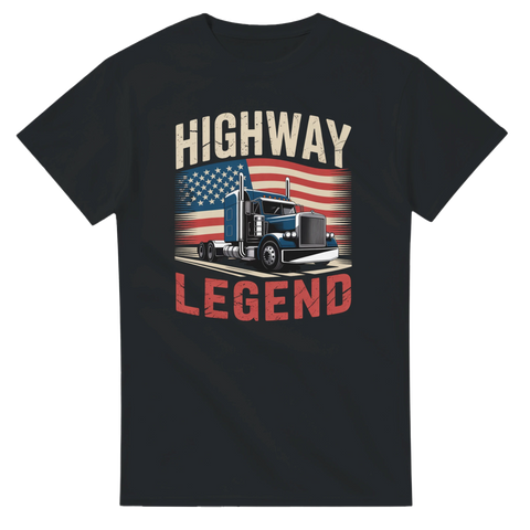 Highway Legend T-shirt med lastbil och USA-flagga