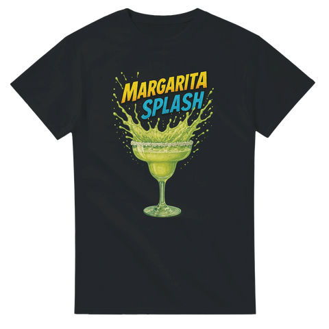 Rolig t-shirt med texten "Margarita Splash" och stänk från ett margaritaglas