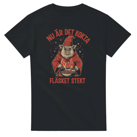 Nu är det kokta fläsket stekt t-shirt med trollgris – svart