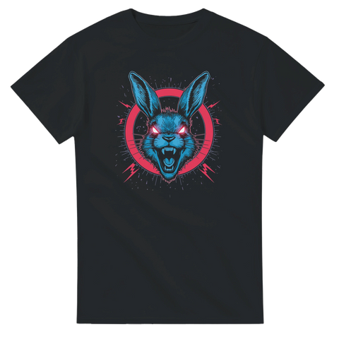 Psycho Bunny t-shirt med galen kanin i neonstil – svart