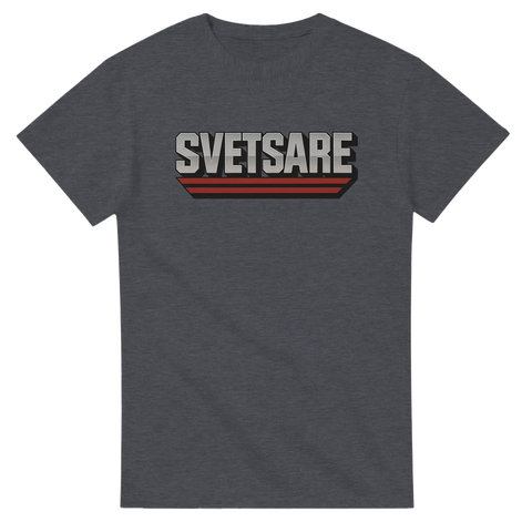 T-shirt med retrotryck SVETSARE i grått och rött – mörkgrå t-shirt