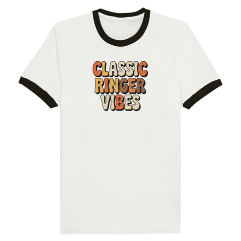 Retro ringer T-shirt med texten Classic Ringer Vibes