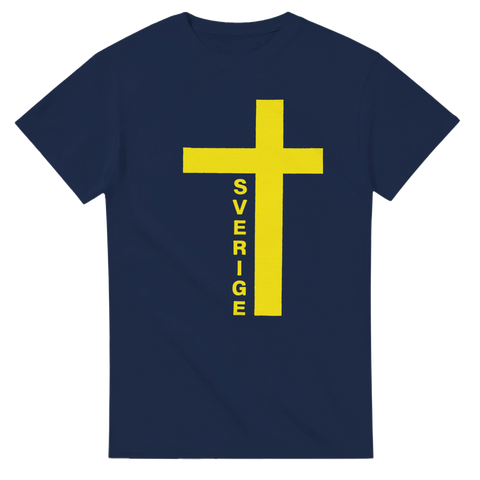 T-shirt med svenskt kors och texten Sverige i blågult