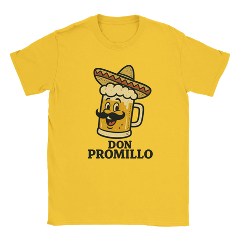 T-shirt Don Promillo med ölglas som har sombrero och mustasch