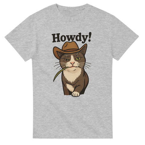 Rolig t-shirt med vilda västern-känsla och kattmotiv