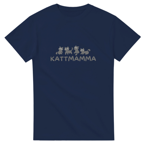 Söt marinblå t-shirt för stolta kattmammor i enkel svartvit design