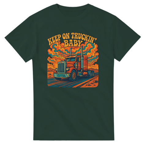 T-shirt med retro lastbilsmotiv och texten Keep On Truckin' Baby