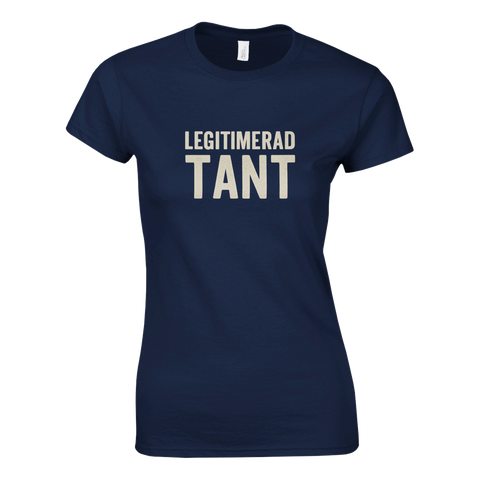 Marinblå damt-shirt med texten Legitimerad Tant