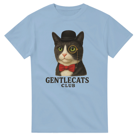 Katt med monokel och röd fluga – t-shirt med elegant kattmotiv