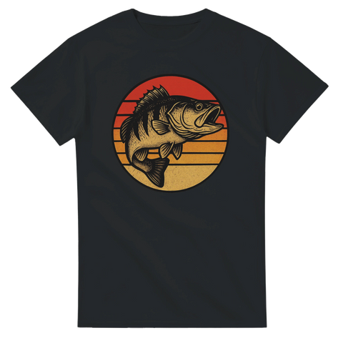 T-shirt med abborre i solnedgång, retrodesign