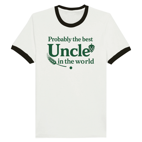 T-shirt med texten Probably the best Uncle in the world i grön stil med humlekottar