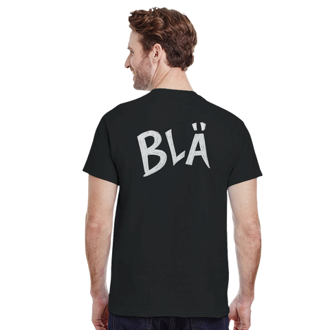 vart t-shirt med stort grått ryggtryck BLÄ