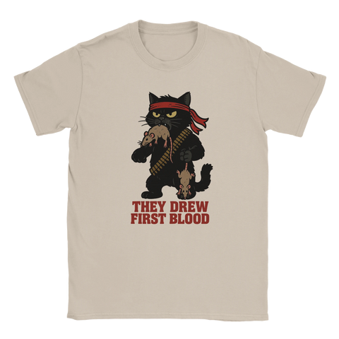 Rolig t-shirt med actionkatt och humoristiskt citat