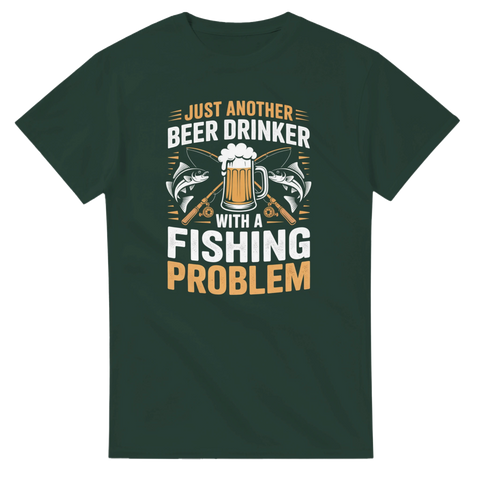 Rolig sportfiske t-shirt med texten beer drinker fishing problem