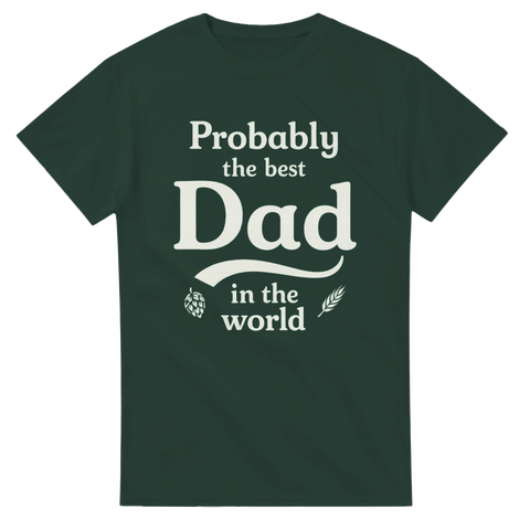 Grön t-shirt med texten “Probably the best Dad in the world” och humlemotiv
