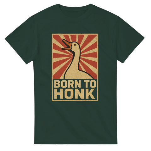 Grön t-shirt med skrikande gås och texten Born To Honk