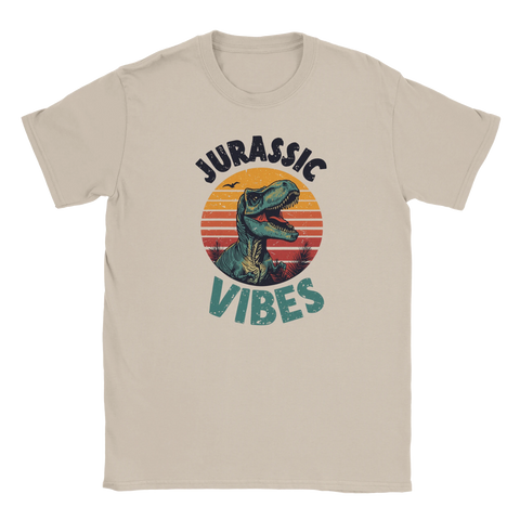 Jurassic Vibes T-shirt med T-Rex och retro solnedgång