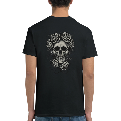 Gothic t-shirt med dödskalle och rosor