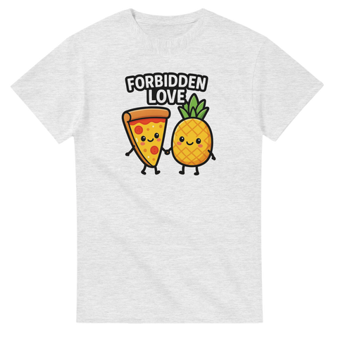 T-shirt med tecknad pizzabit och ananas – Forbidden Love Pineapple Pizza Edition