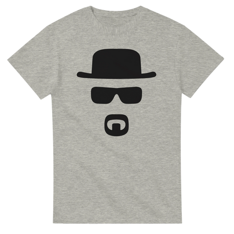 T-shirt med silhuett av Heisenberg – hatt, solglasögon och skägg