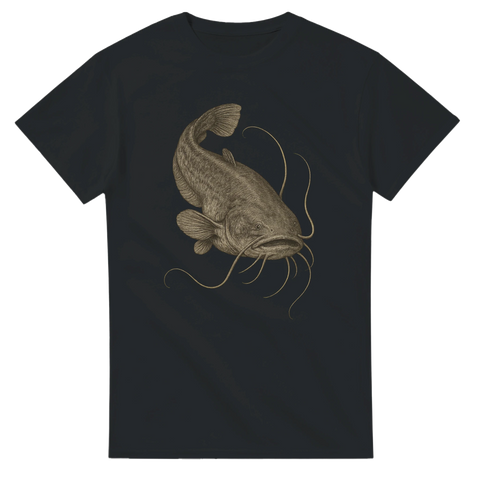 Svart t-shirt med realistisk illustration av en europeisk mal med långa skäggtömmar.