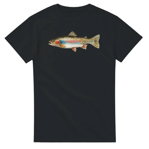 Regnbågsöringmotiv för sportfiskare på T-shirt