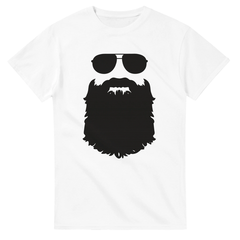Cool t-shirt med svart siluett av stort skägg och solglasögon