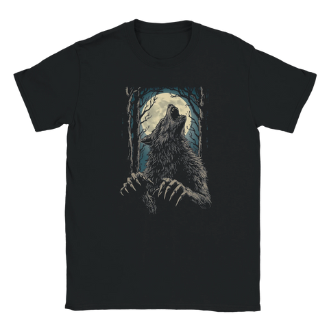 Skräck t-shirt med ylande varulv i skogen