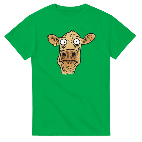 T-shirt med stirrande ko i tecknad stil