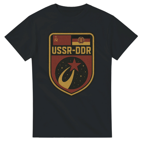 Svart t-shirt med USSR-DDR retro rymdpatch