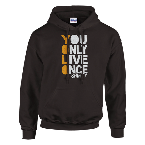 YOLO Shirty hoodie med gul och vit text