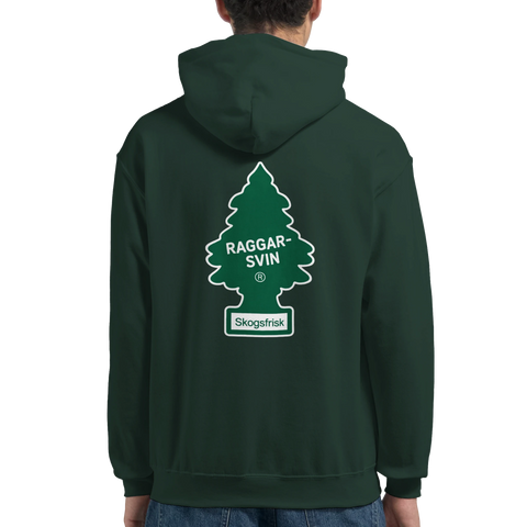 Mörkgrön hoodie med nostalgisk illustration inspirerad av klassiska doftgranar