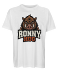 Vit ekologisk t-shirt med tuff cartoon-illustration av Ronny Hog