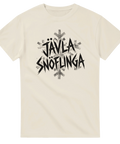 Stilren illustration av en snöflinga med punkig text – t-shirt med budskap