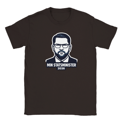 Brun t-shirt med uttrycksfullt politiskt motiv i stilren illustrationsstil